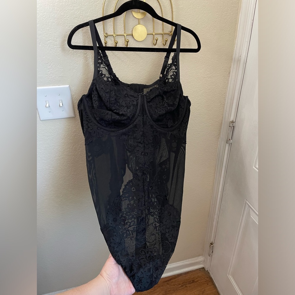 5X Torrid Black Lace Thong Bodysuit